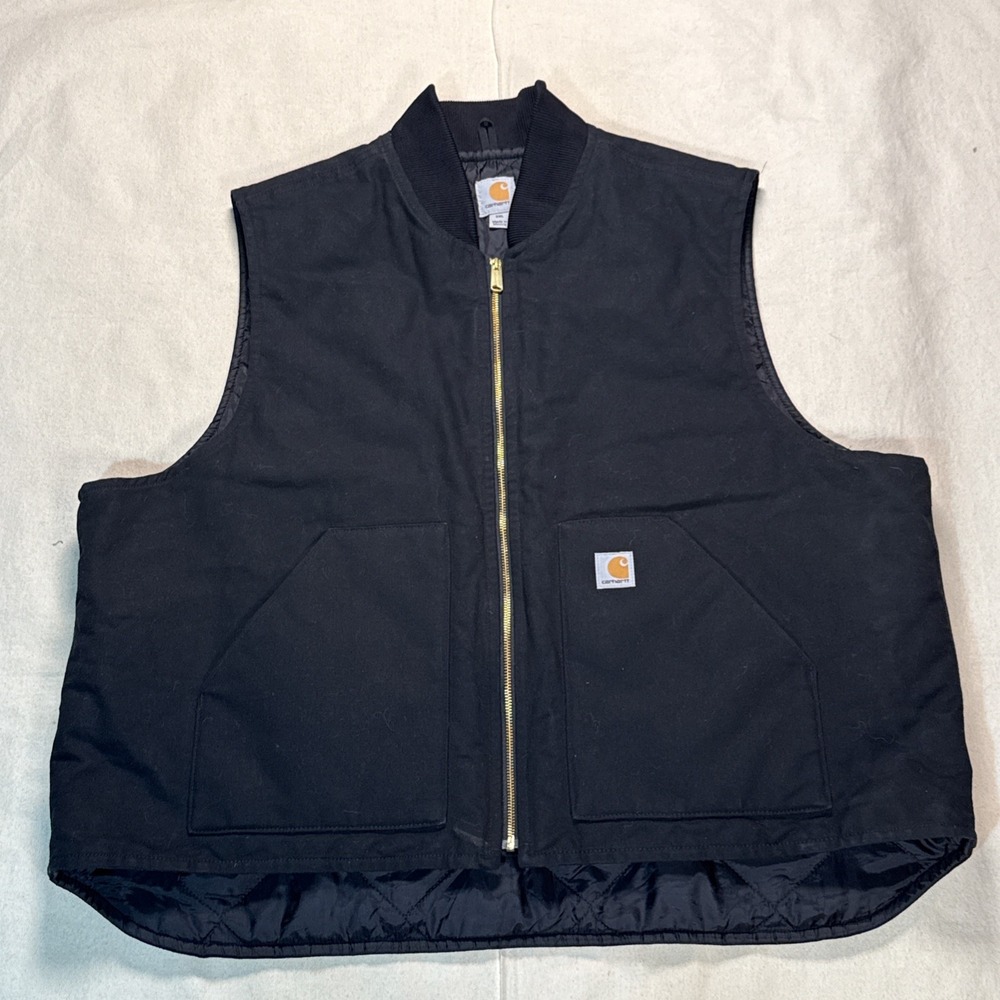 Vintage Y2K Carhartt BLK Black Duck Canvas Arctic Quilted Vest USA XXL
